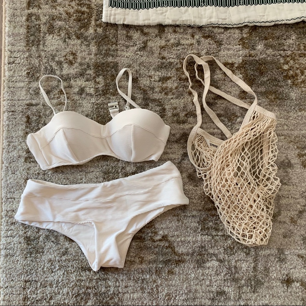 Zulu & Zephyr White Ribbed Bikini